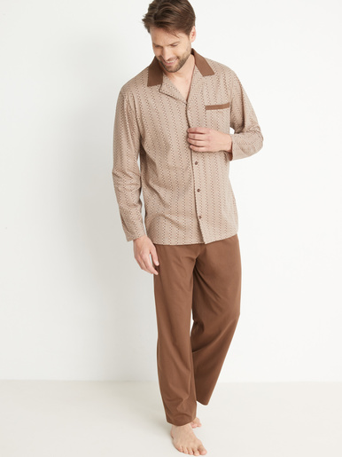 Pyjama en maille pur coton - Honcelac - Imprimé beige