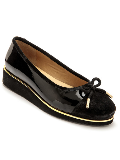 Ballerines fantaisie en cuir - Pédiconfort - Vernis noir