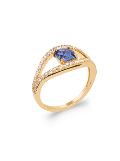 Bague améthyste et zirconias - Daxon - Plaqué or