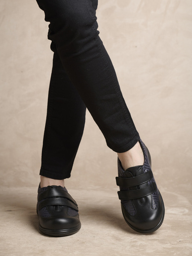 Derbies ultra larges 2 pattes scratchs - Pédiconfort - Noir