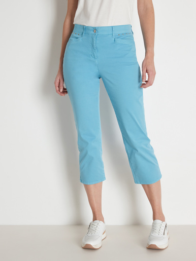 Pantalon corsaire en toile extensible - Daxon - Turquoise
