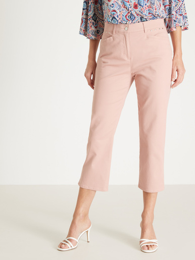 Pantalon corsaire en toile extensible - Daxon - Rose