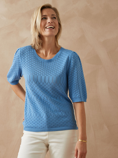 Pull manches au coude - Daxon - Bleu