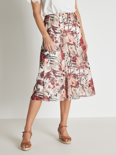 Jupe élastiquée évasée - Daxon - Imprimé framboise