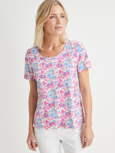 Tee-shirt fleuri - Kocoon - Imprimé bleu/rose