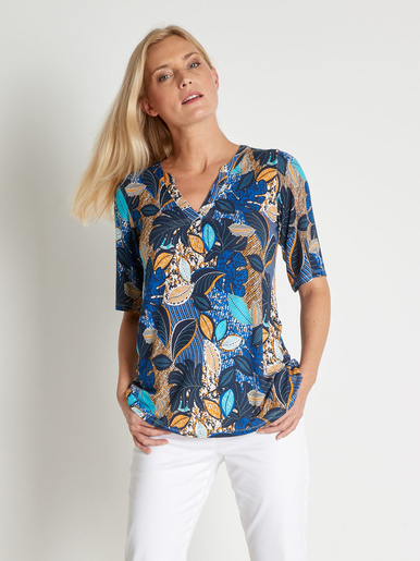 Tee-shirt tunique ample - Kocoon - Imprimé bleu