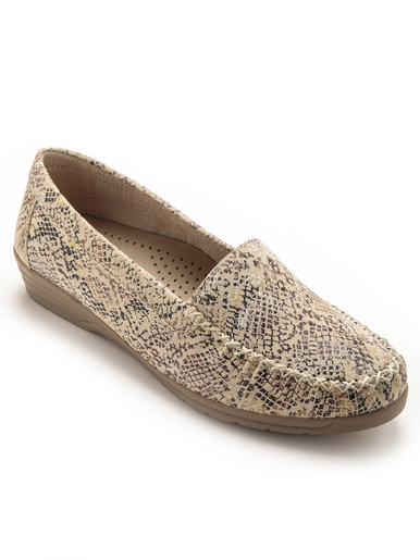 Mocassins cuir imprimé largeur confort - Pédiconfort -