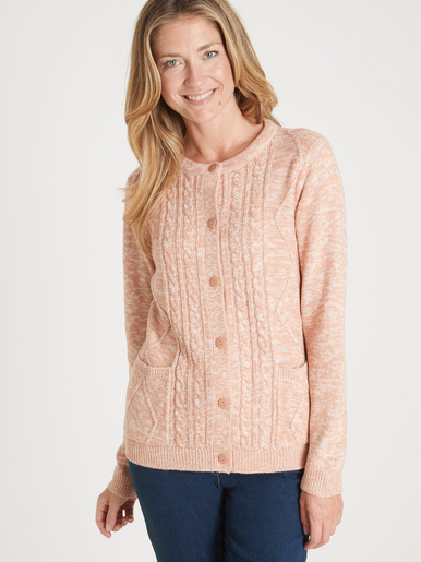 Cardigan en maille torsadée - Daxon - Chiné saumon