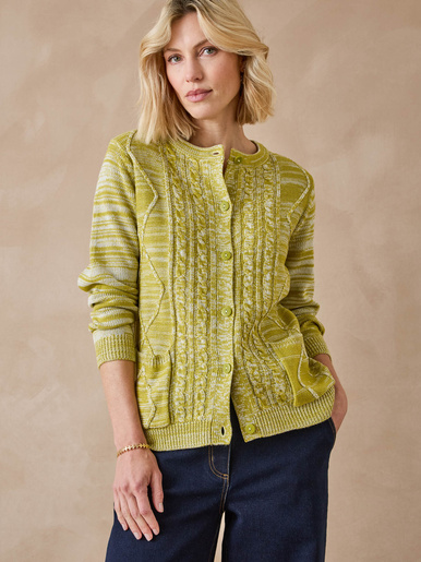 Cardigan en maille torsadée - Daxon - Chiné vert