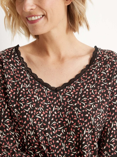 Tee-shirt avec dentelle à l'encolure - Daxon - 