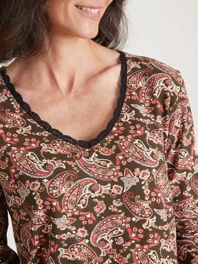 Tee-shirt avec dentelle à l'encolure