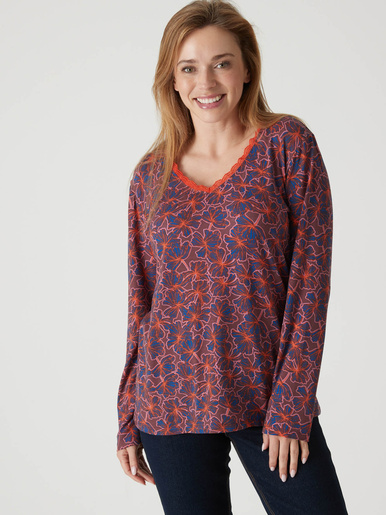Tee-shirt avec dentelle à l'encolure