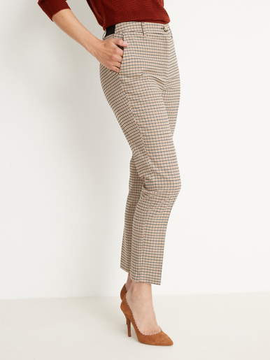 Pantalon 7/8ème élastiqué dos - Daxon - Carreaux beige