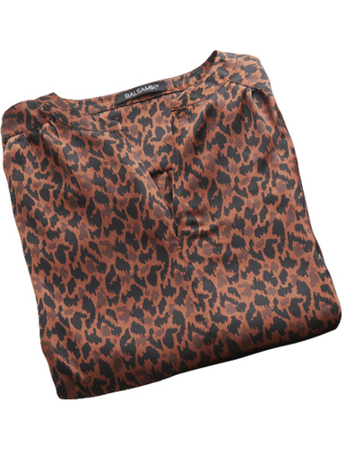 Blouse ample satinée - Daxon - Imprimé marron
