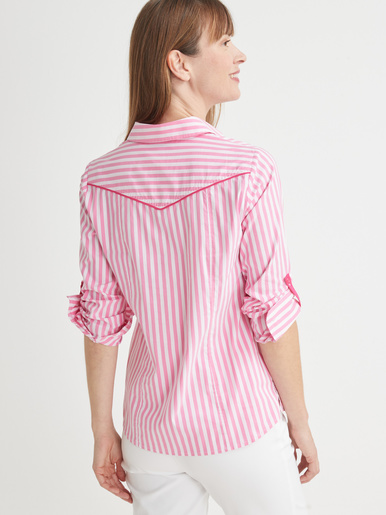Chemisier pur coton poitrine standard - Daxon - Rayé rose