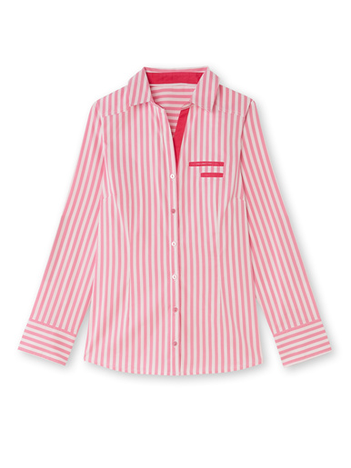 Chemisier pur coton poitrine standard - Daxon - Rayé rose