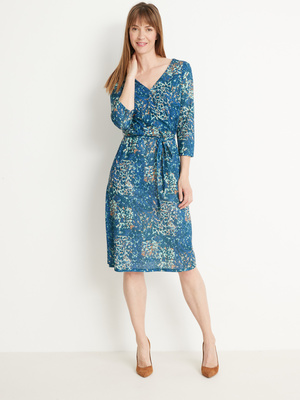 Robe Longue Manches Ballon Bleu Marine - Taille Unique - Avec Ceinture Et Perles - Maxi Dress Pour Soirée Ou Quotidien
