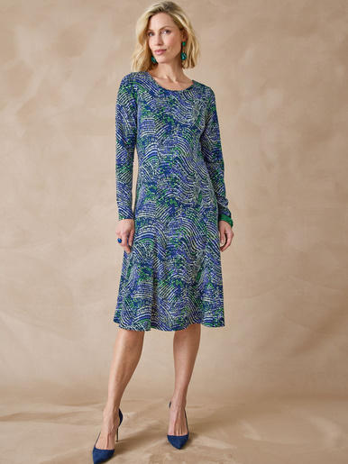Robe en maille fluide - Daxon - Imprimé bleu