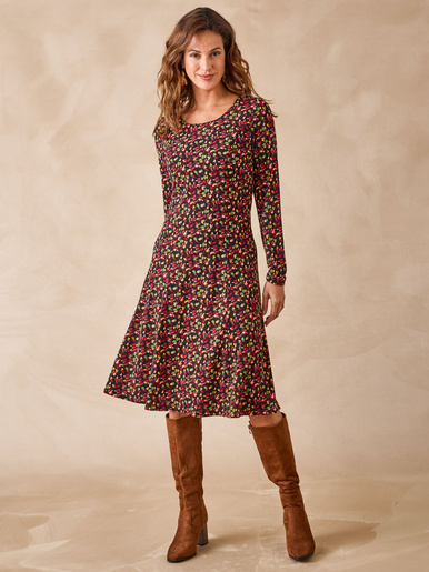 Robe en maille fluide - Daxon - Imprimé fond noir