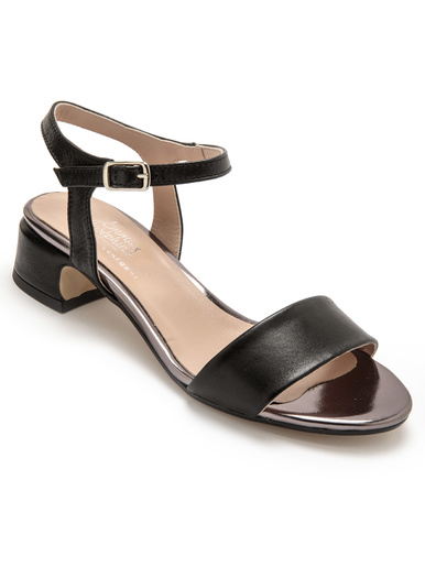 Sandales à bride en cuir - Pédiconfort - Noir