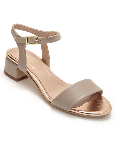 Sandales à bride en cuir - Pédiconfort - Beige rose
