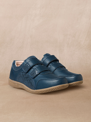 Derbies bi-matière à scratchs - Pédiconfort - Bleu