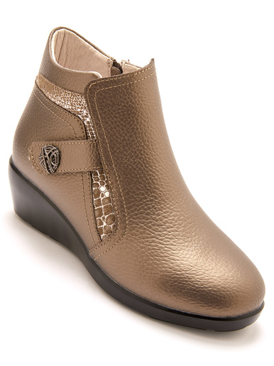 Boots compensées avec zip et élastique - Pédiconfort - Mordoré