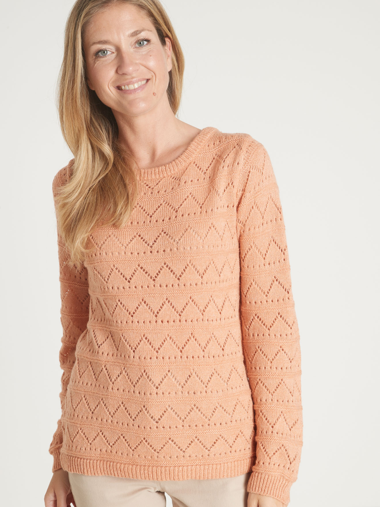 Pull fantaisie avec laine et alpaga - Daxon - Saumon