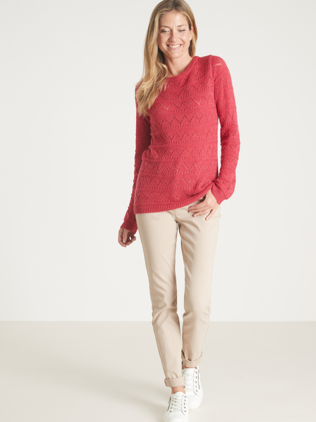 Pull fantaisie avec laine et alpaga - Daxon - Rose