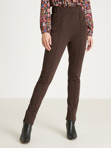 Pantalon droit élastiqué maille milano - Daxon - Chocolat
