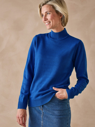 Pull col montant manches longues - Daxon - Bleu dur