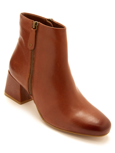 Boots double zip en cuir - Pédiconfort - Marron