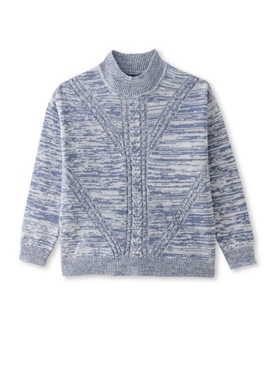 Pull torsadé 30% laine col montant