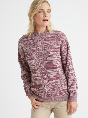 Pull torsadé 30% laine col montant