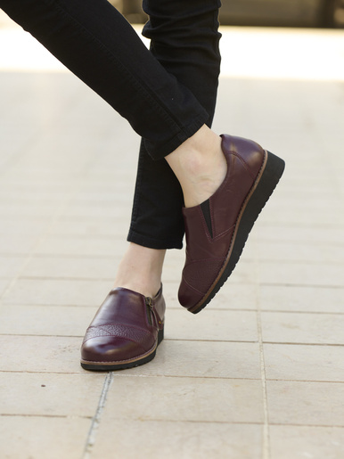 Sans-gêne cuir zippés et élastiqués - Pédiconfort - Bordeaux