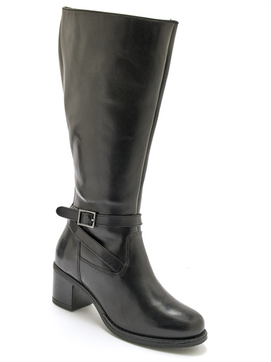 Bottes à talon en cuir - Pédiconfort - Noir