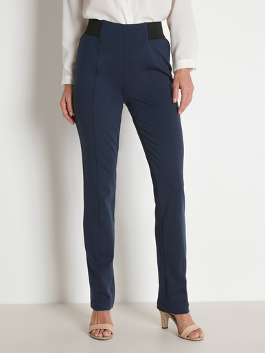 Pantalon élastiqué en maille milano - Daxon - Marine