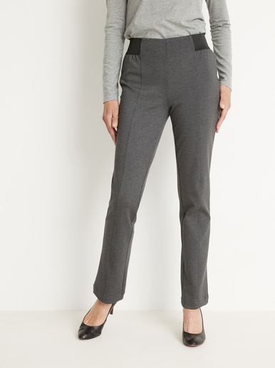 Pantalon élastiqué en maille milano - Daxon - Gris foncé