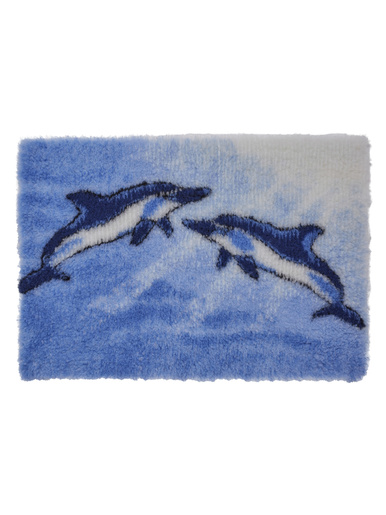 Tapis de bain dauphins - Carré d'azur - Bleu