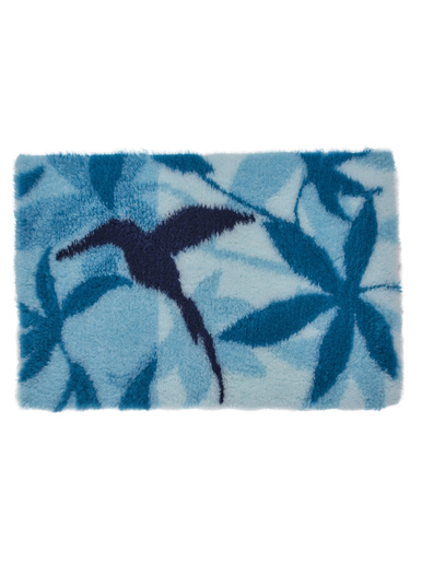 Tapis de bain colibri - Carré d'azur - Bleu