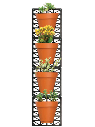 4 pots avec support mural - Astucéo - Noir/ marron / jaune /  vert / bleu