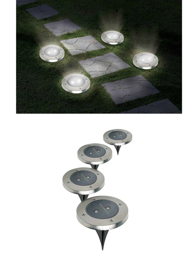 4 lampes led solaires de jardin - Astucéo - Gris