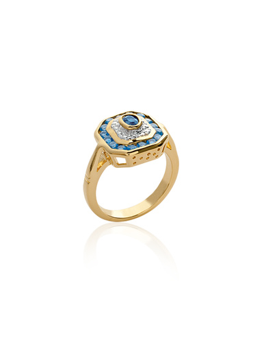Bague 2 tons saphir véritable - Daxon - Bleu