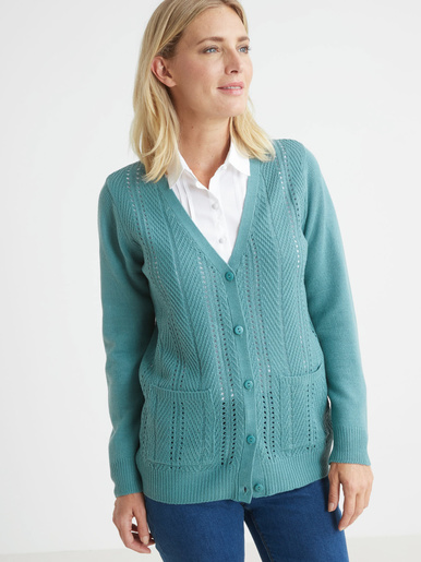 Gilet manches longues point ajouré - Daxon -