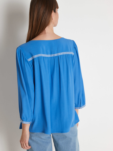Blouse ample en crêpe - Daxon - Bleu