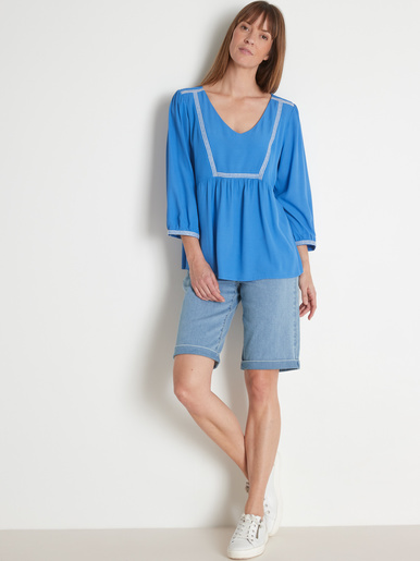 Blouse ample en crêpe - Daxon - Bleu