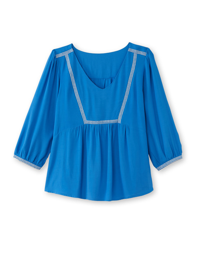 Blouse ample en crêpe - Daxon - Bleu