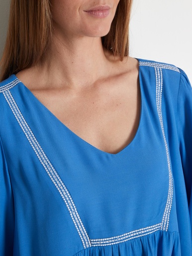 Blouse ample en crêpe - Daxon - Bleu