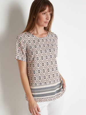 Blouse en crêpe encolure ronde