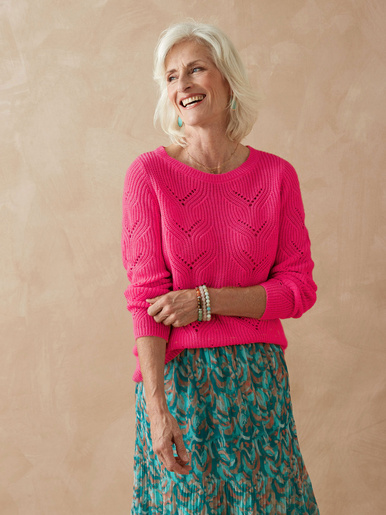 Pull en côtes perlées - Daxon - Fuschia